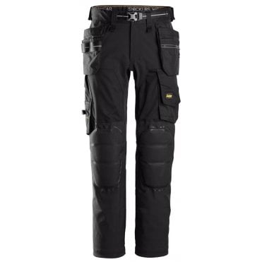 6590 Black AllroundWork Stretch Trousers with Capsulized Kneepads & Holster Pockets