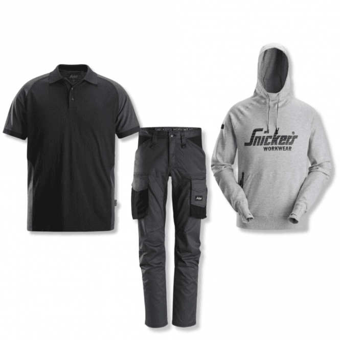 Snickers 6803 Stretch Trousers, 2894 Hoodie & 2750 Polo Shirt Bundle