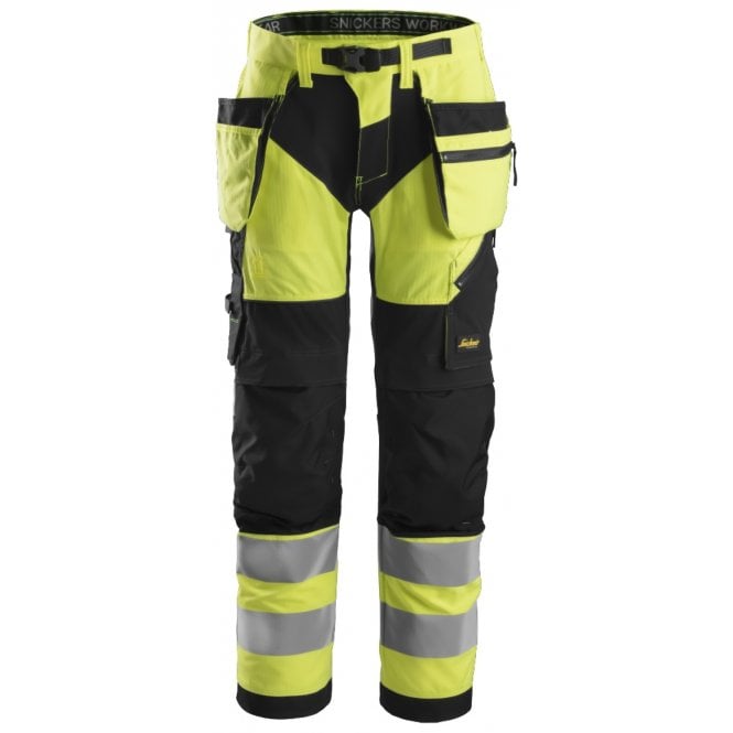 Snickers 6932 FlexiWork, High-Vis Work Trousers+ Holster Pockets Class 1