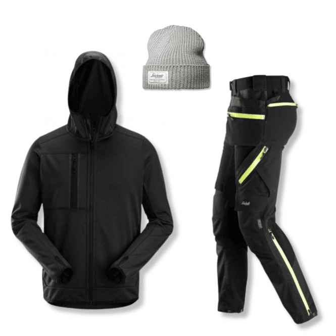 Snickers 6940 FlexiWork Trousers, 8058 Hoodie & 9023 Beanie Bundle