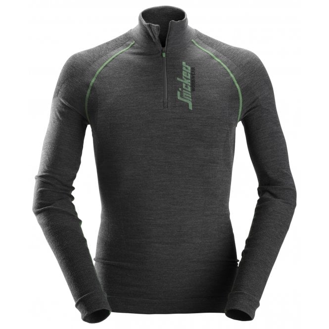 Snickers 9441 FlexiWork, Seamless Wool Long Sleeve 1/2 Zip Shirt