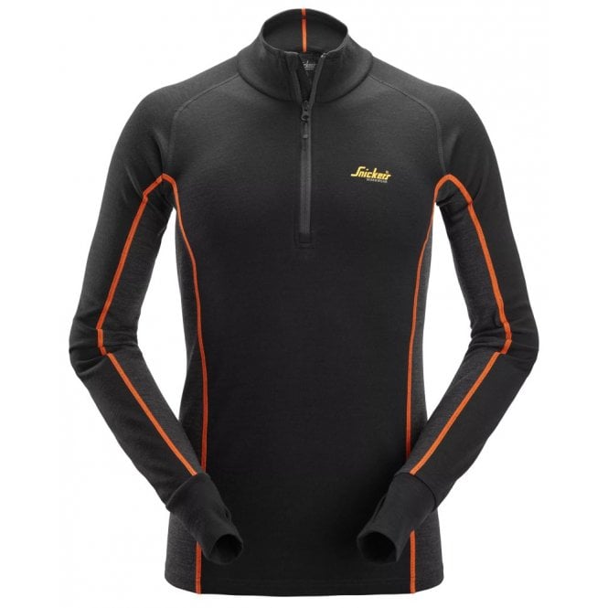 Snickers 9482 Black/Dark Grey Merino Base Layer Hz Top