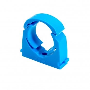 25mm MDPE Hinged Pipe Clips Blue
