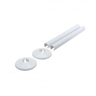 Snappit 200mm Radiator Pipe Covers & Collars Pack White ACSNW/K2