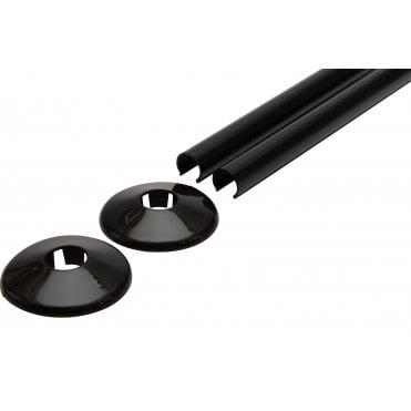 Snappit 500mm Radiator Pipe Covers & Collars Pack Black ACSNB/K1