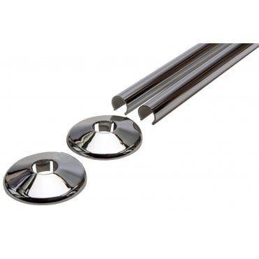 Snappit 500mm Radiator Pipe Covers & Collars Pack Chrome ACSNC/K1