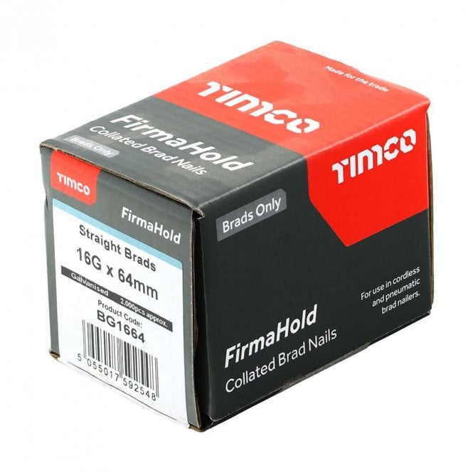 Timco FirmaHold Collated Straight 16G Galvanised Brad Nails (2000pc)
