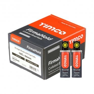 FirmaHold Collated Straight 16G Galvanised Brad Nails & Fuel Cells (2000pc)