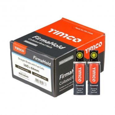 FirmaHold Collated Straight 16G Stainless Steel Brad Nails & Fuel Cells (2000pc)