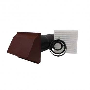 127 x 350mm Brown AeroCore Thro-Wall Vent Set - Cowl & Baffle