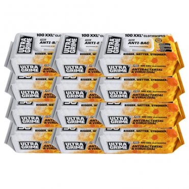 12x UltraGrime PRO XXL+ Antibacterial Clothwipes 