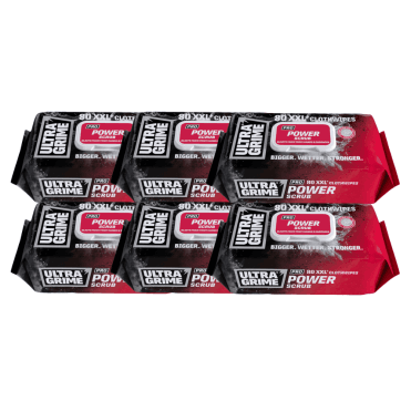6 x UltraGrime PRO XXL+ Power Scrub Clothwipes 