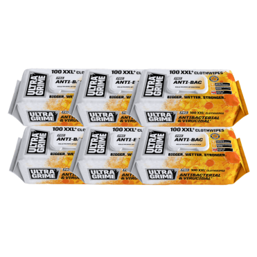 6x UltraGrime PRO XXL+ Antibacterial Clothwipes 