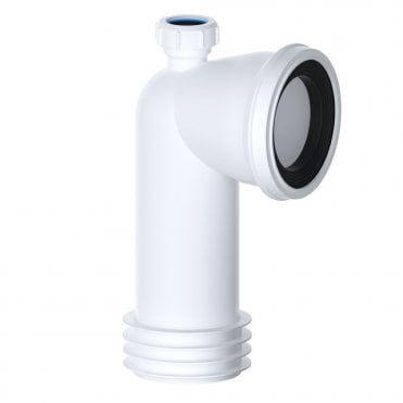 90° Bend 4"/110mm WC Toilet Pan Connector with 1 1/4" Waste Connection White - PP0005/A