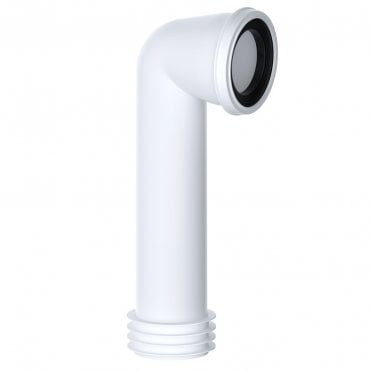 90° Long Tail Toilet Bent Pan Connector White 4" (110mm) - PP0005/B