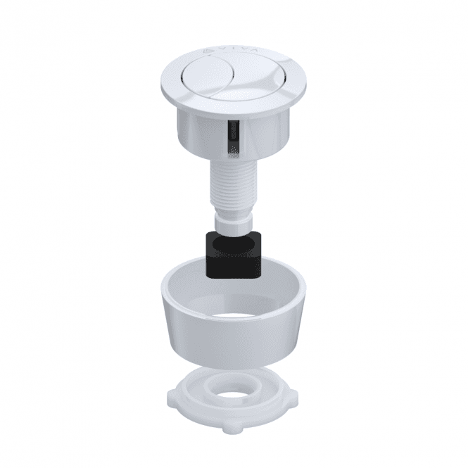 Viva Sanitary Gloss White Universal Adjustable Dual Flush Push Button - UNI/SBW