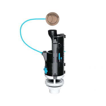 Skylo Dual Flush Toilet Valve with 300mm Cable & Brushed Copper Button