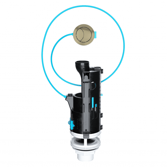 Viva Sanitary Skylo Dual Flush Toilet Valve with Long Cable & Brushed Brass Button