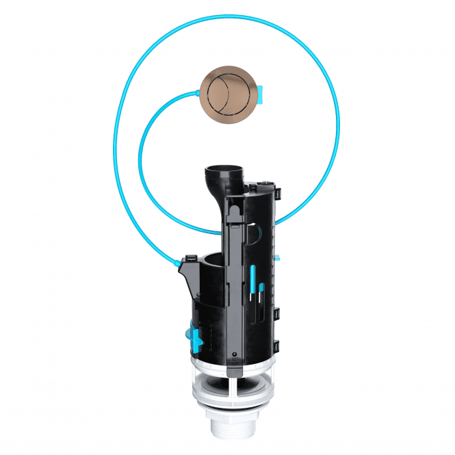 Viva Sanitary Skylo Dual Flush Toilet Valve with Long Cable & Brushed Copper Button