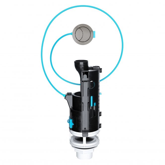 Viva Sanitary Skylo Dual Flush Toilet Valve with Long Cable & Brushed Nickel Button