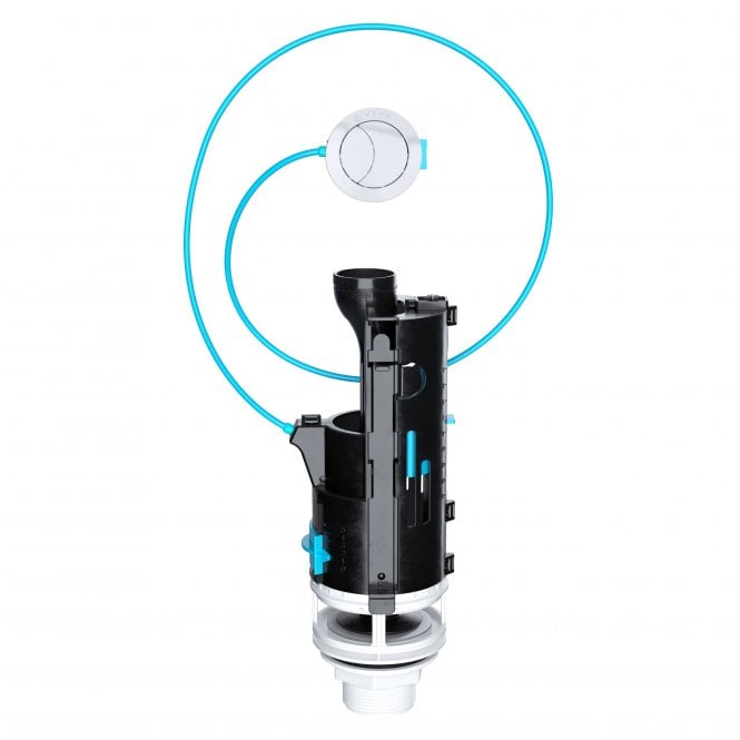 Viva Sanitary Skylo Dual Flush Toilet Valve with Long Cable & Gloss White Button