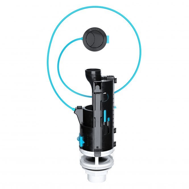 Viva Sanitary Skylo Dual Flush Toilet Valve with Long Cable & Matt Black Button