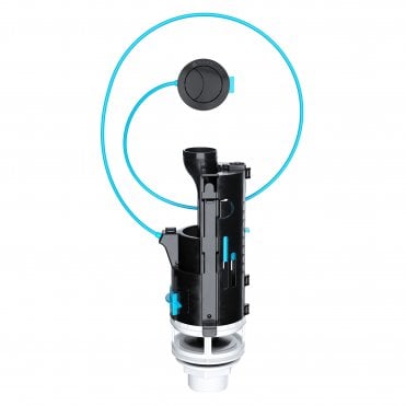 Skylo Dual Flush Toilet Valve with Long Cable & Matt Black Button