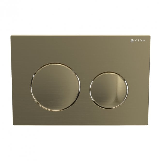 Viva Sanitary Skylo Ultra 14 Brushed Brass Dual Flush Plate Round Button