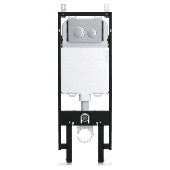 Viva Sanitary Skylo Ultra Slim Wall Hung Toilet Frame with Ultra 10 Chrome Flush Plate