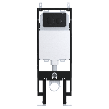 Skylo Ultra Slim Wall Hung Toilet Frame with Ultra 12 Matt Black Flush Plate