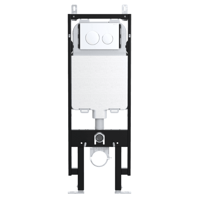 Viva Sanitary Skylo Ultra Slim Wall Hung Toilet Frame with Ultra 13 Gloss White Flush Plate