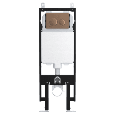 Skylo Ultra Slim Wall Hung Toilet Frame with Ultra 16 Brushed Copper Flush Plate