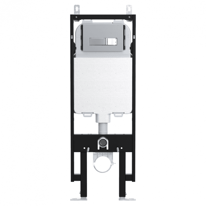 Viva Sanitary Skylo Ultra Slim Wall Hung Toilet Frame with Ultra 20 Chrome Flush Plate