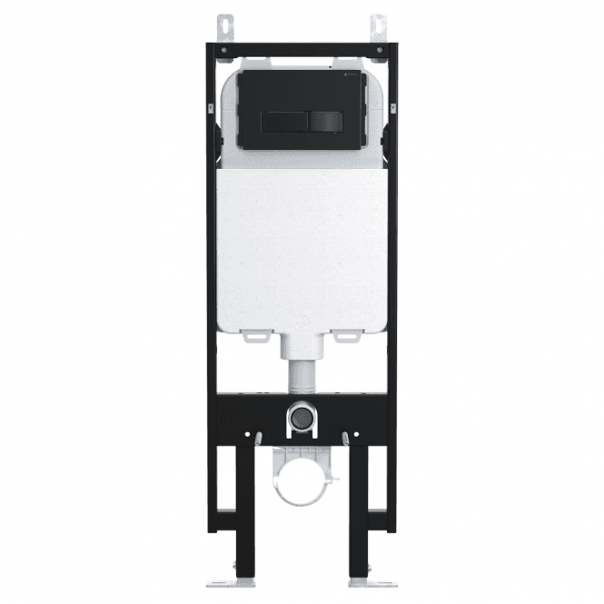 Viva Sanitary Skylo Ultra Slim Wall Hung Toilet Frame with Ultra 22 Matt Black Flush Plate