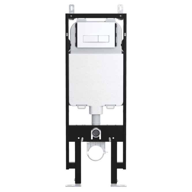 Viva Sanitary Skylo Ultra Slim Wall Hung Toilet Frame with Ultra 23 Gloss White Flush Plate
