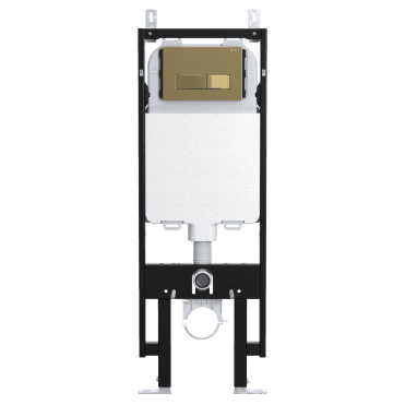 Skylo Ultra Slim Wall Hung Toilet Frame with Ultra 24 Brushed Brass Flush Plate