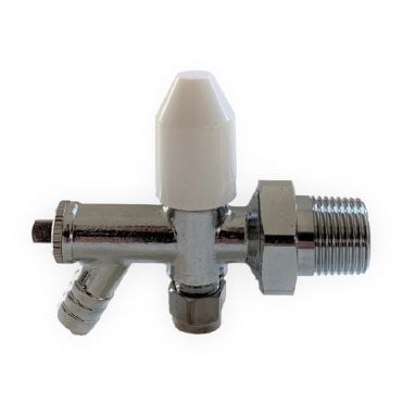 8mm Cosmos Angled Radiator Valve with Drain Off