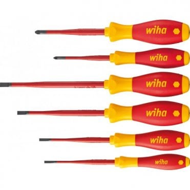 VDE Electric Slimfix Soft Finish Slot/Pozi 6 Piece Screwdriver Set
