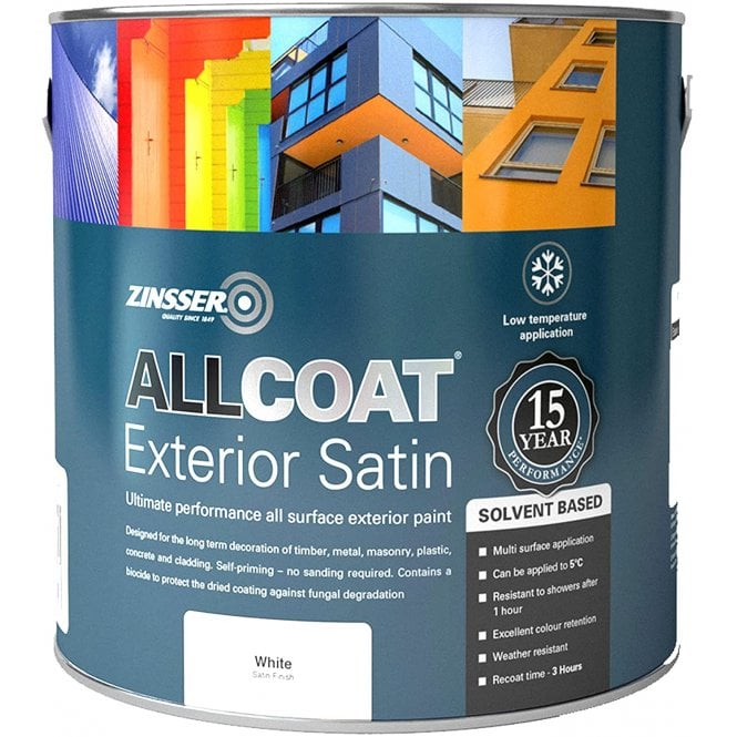 Zinsser Satin Allcoat Exterior Solvent Based Paint 1L
